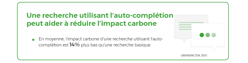 Une recherche utilisant l'auto-complétion peut aider à réduire l'impact carbone