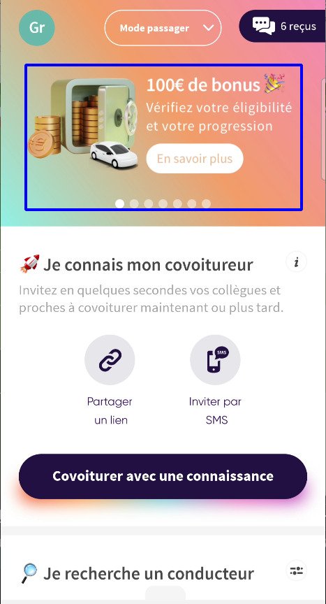 Capture d'écran de l'application Klaxit