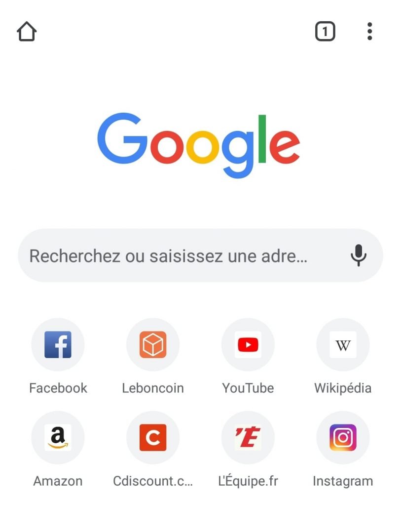 Capture d'écran de l'application Chrome