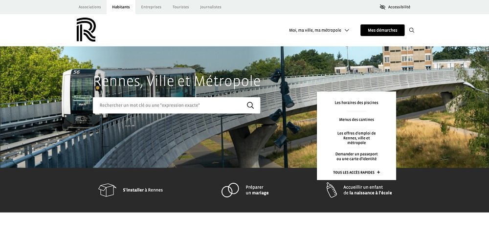 Page d'accueil du site de la métropole de Rennes