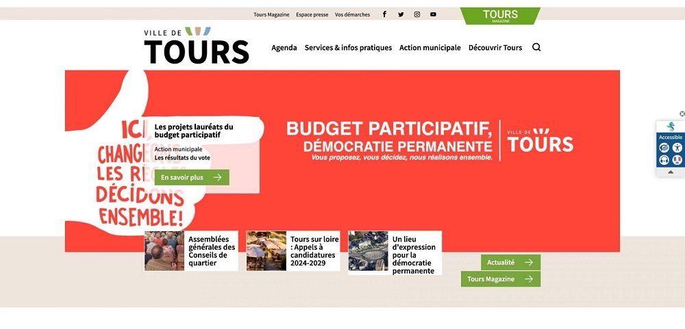 Page d'accueil du site de la ville de Tours