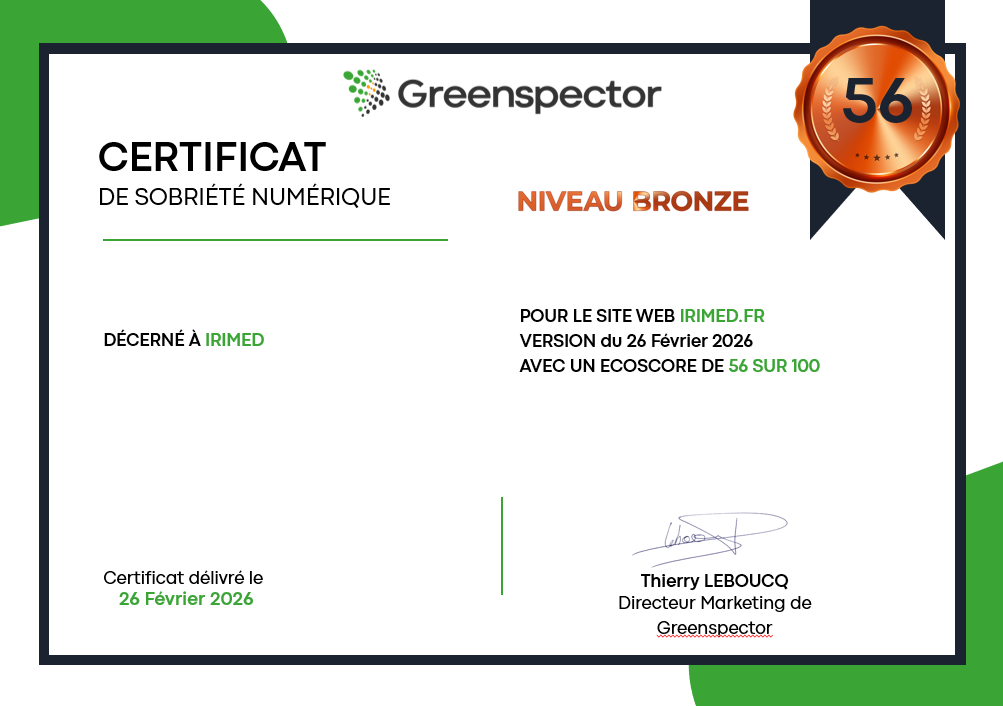certificat de sobriété Greenspector niveau bronze irimed.fr